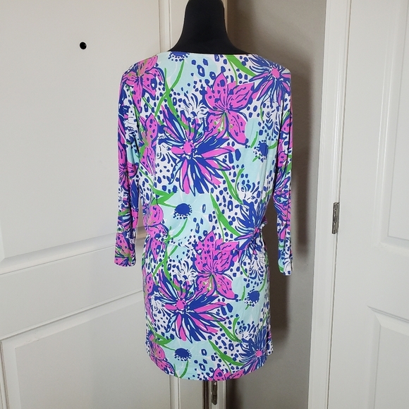 Lilly Pulitzer Floral In The Garden Cara Dress Drop Waist Dolman Sleeve Size XS - Picture 2 of 16